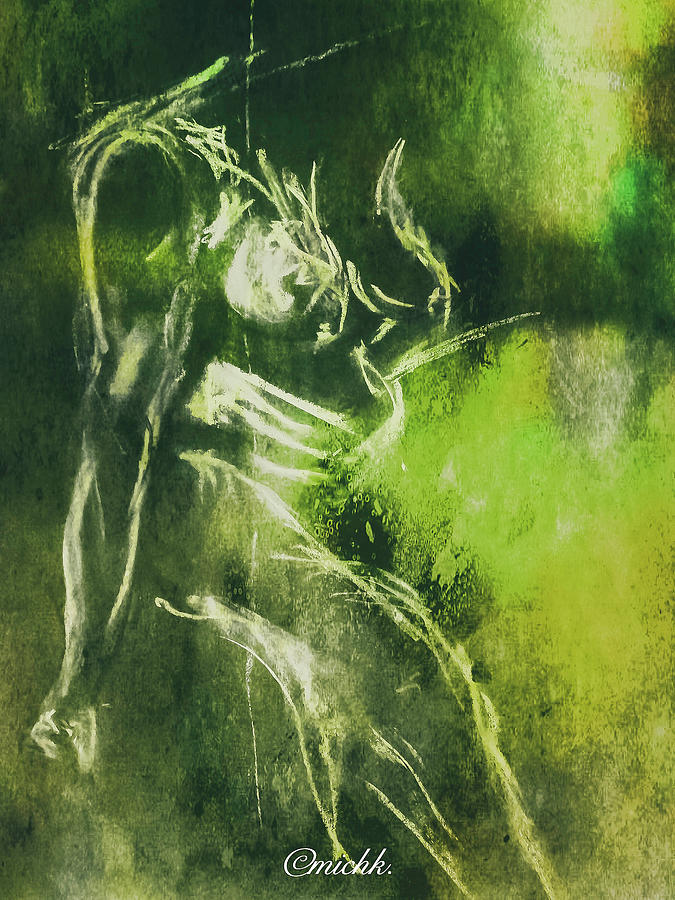 Life Study Mixed Media - Green Earth Vibrations by Mich K