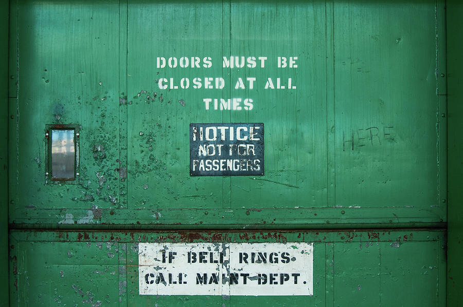 Green Elevator Doors Photograph by Cole Jackson - Fine Art America