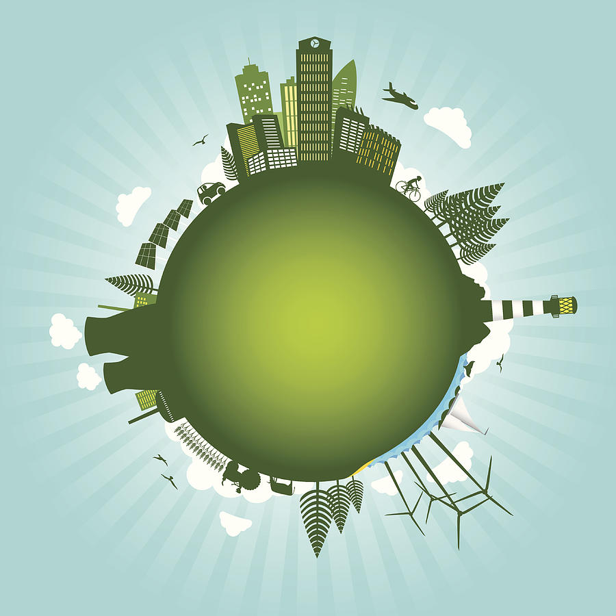 Green environment sustainable energy world concept Drawing by Dirtydog_Creative