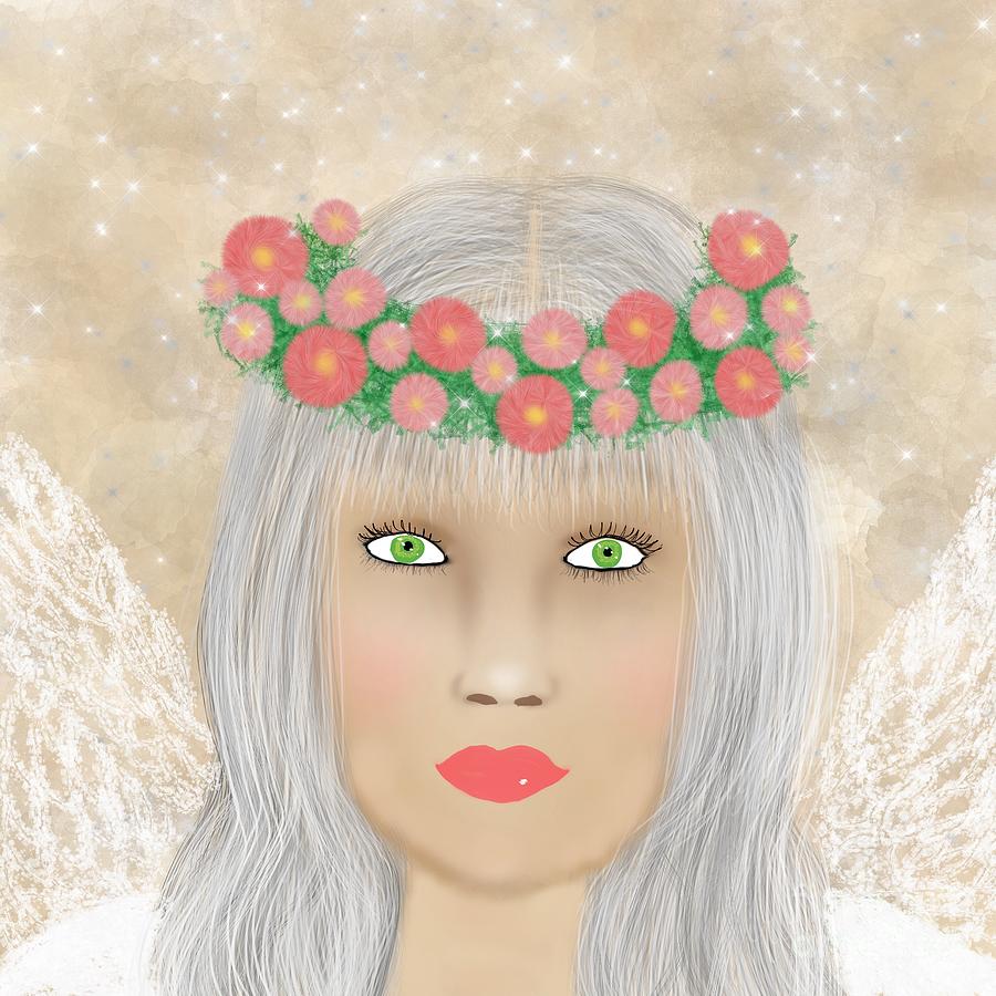 Green eyed angel  Digital Art by Elaine Hayward