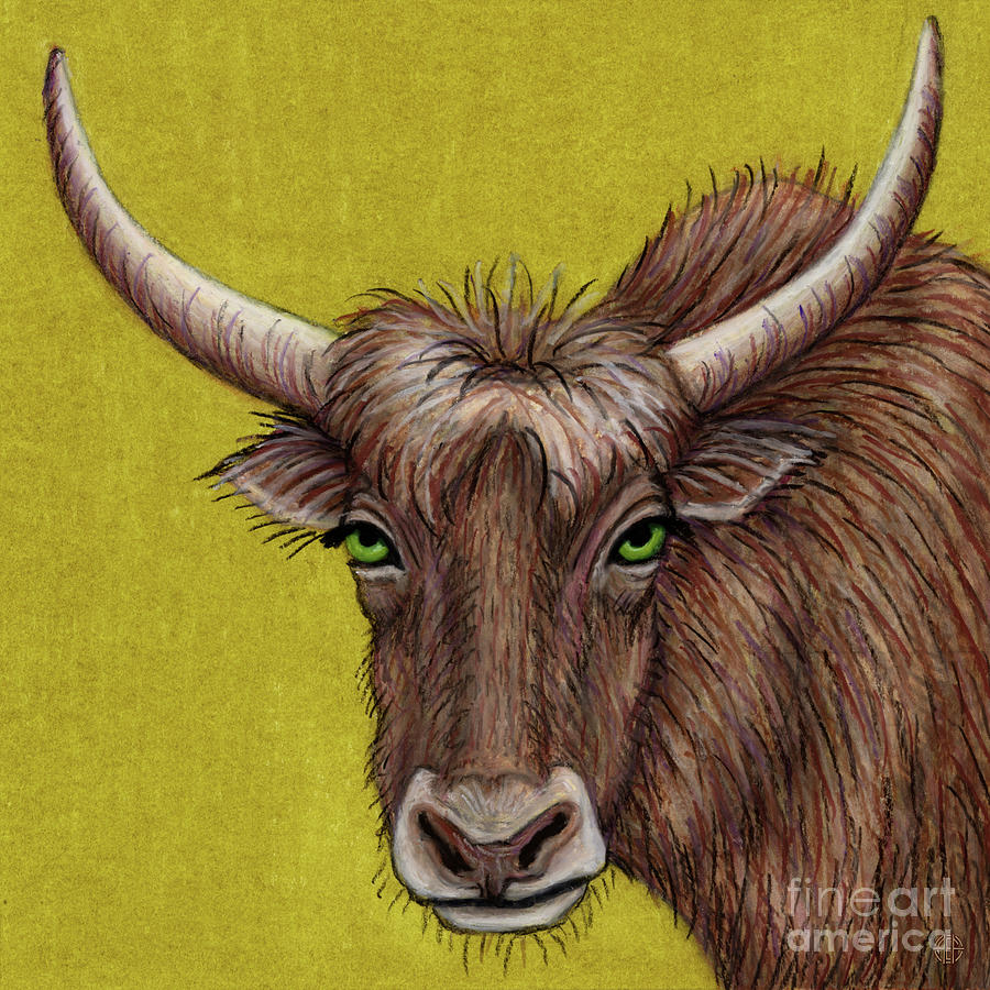 Green Eyed Wild Yak Painting by Amy E Fraser
