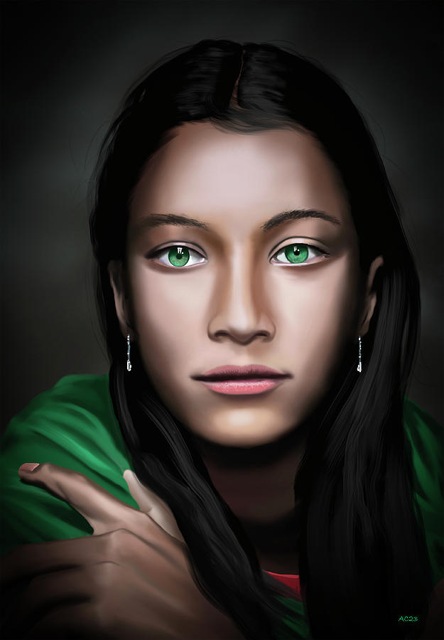 Green Eyed Woman Digital Art by Alan Conder
