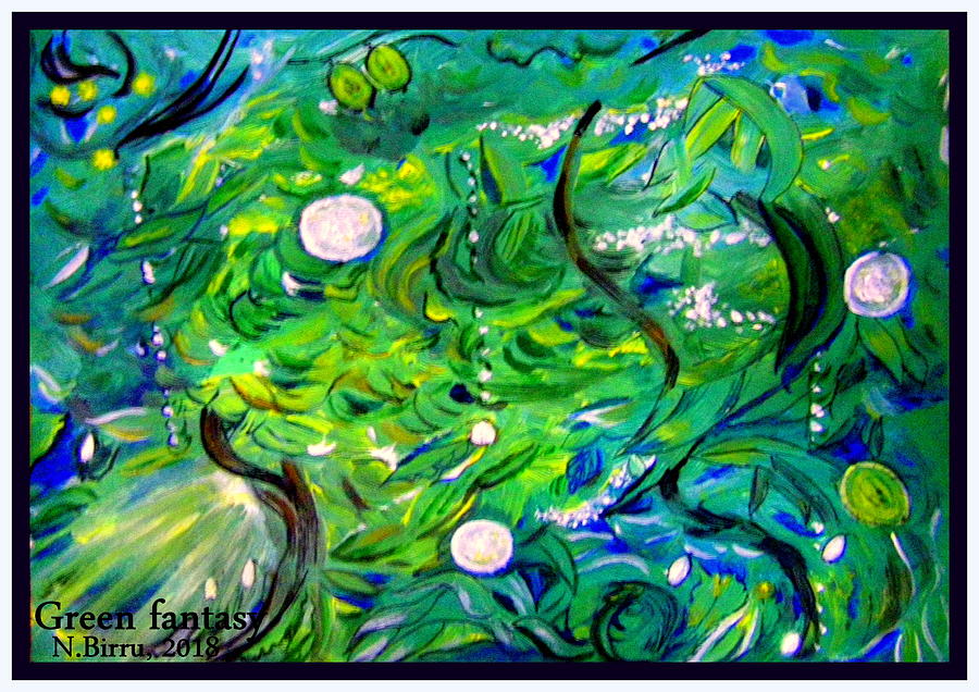 Green Fantasy Painting by Nadia Birru