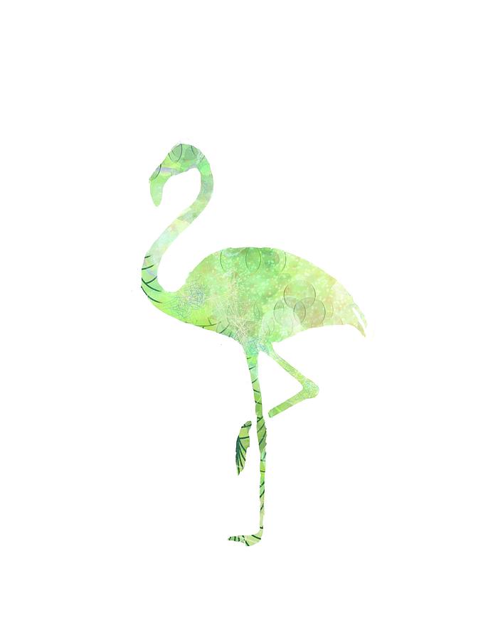 Green Flamingo Silhouette  Mixed Media by Eileen Backman
