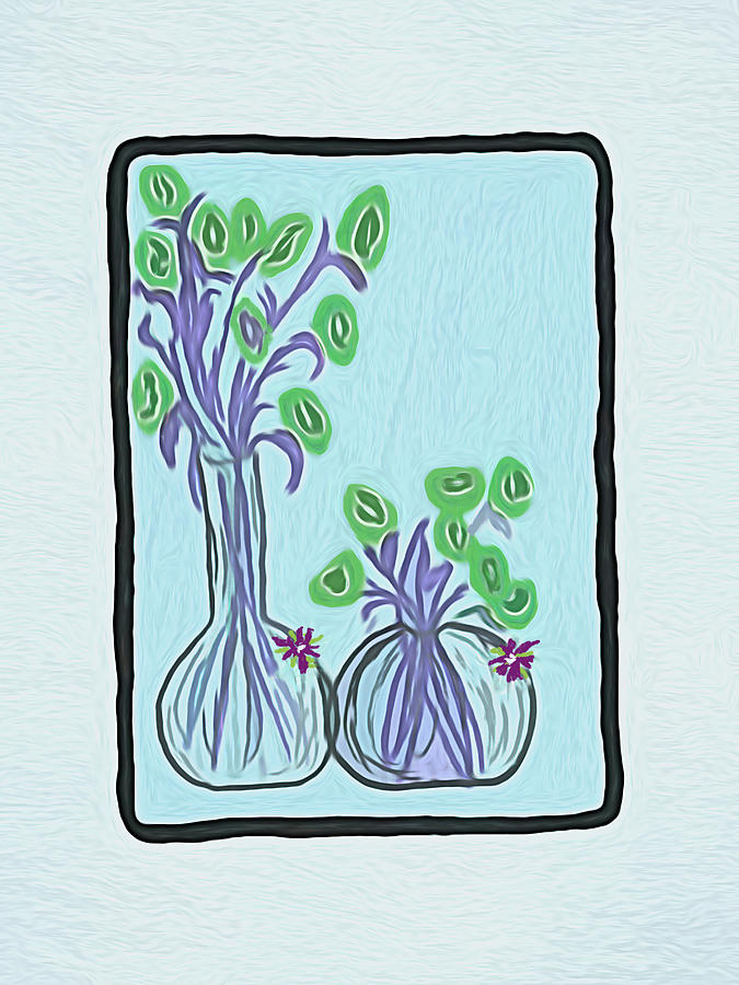 Green Flowers Drawing by Rosalie Scanlon