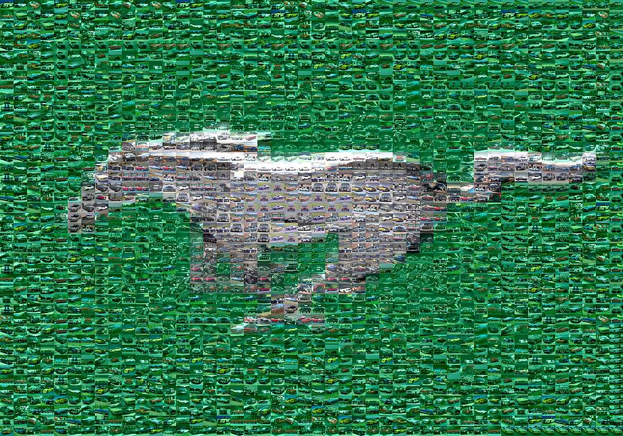 Green Ford Mustang Logo Photo Mosaic Digital Art by The Cartist - Clive Botha