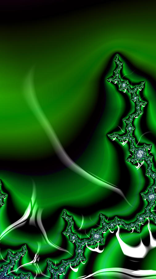 Green Fractal Borealis  Digital Art by Shelli Fitzpatrick