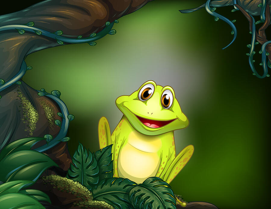 Green frog in the jungle Drawing by Colematt
