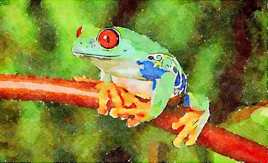 Green Frog With Red Eyes Painting By Bbkn 