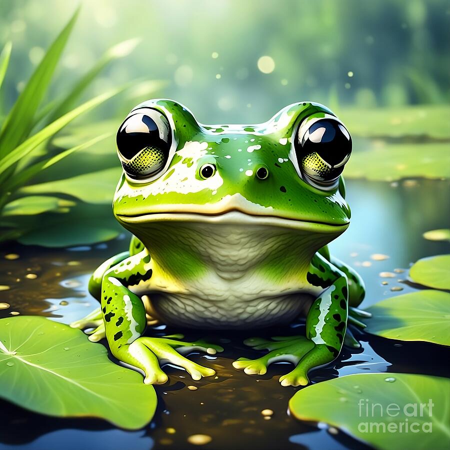 Green Frogs Tranquil Home Digital Art