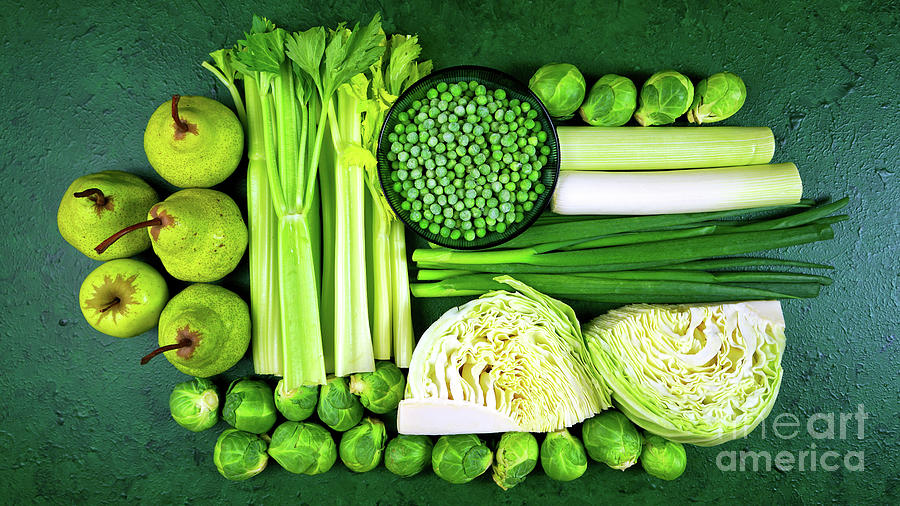 Green fruit and vegetables for failsafe elimination diets and healthy eating. Photograph by Milleflore Images
