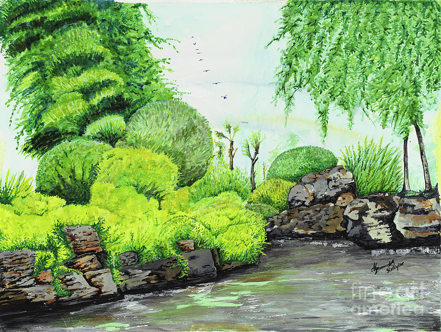 Green Garden Painting by Relique Dorcis