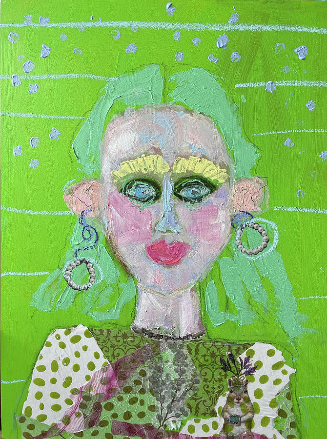 Green Girl Painting by Pam Gillette
