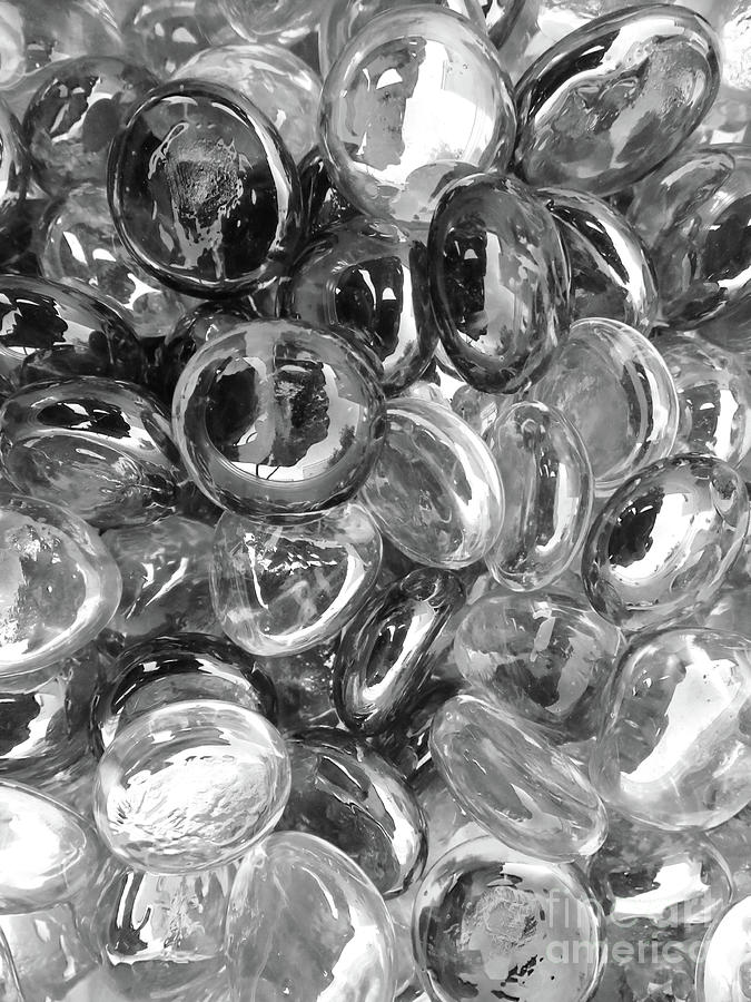 Pebbles Photograph - Green Glass Beads Three BW by Elisabeth Lucas