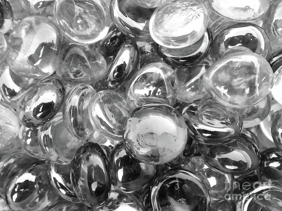 Pebbles Photograph - Green Glass Beads Two BW by Elisabeth Lucas