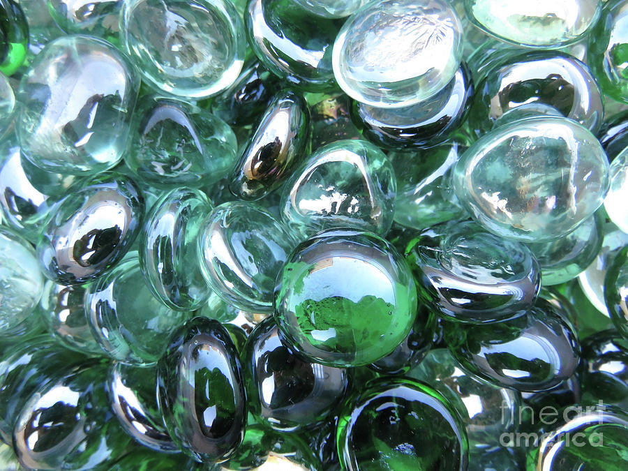 Pebbles Photograph - Green Glass Beads Two by Elisabeth Lucas