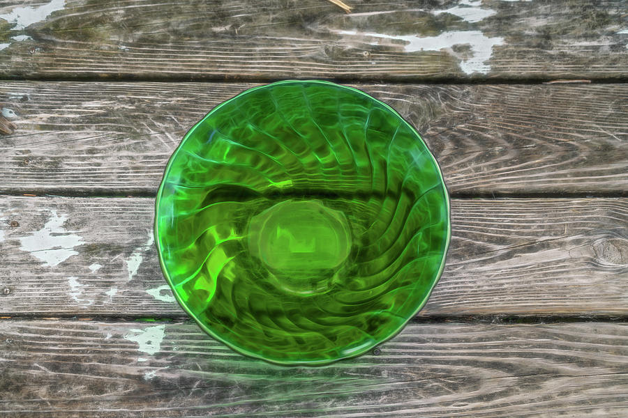 Green Glass Bowl Photograph by Sharon Popek