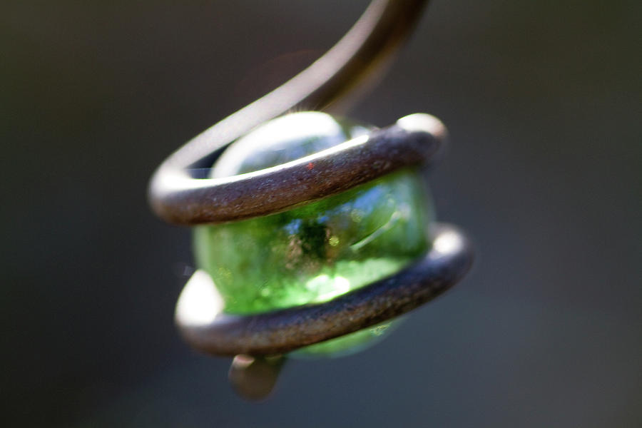 Green Glass Marble Light Catcher Art Photograph by Kathy Clark
