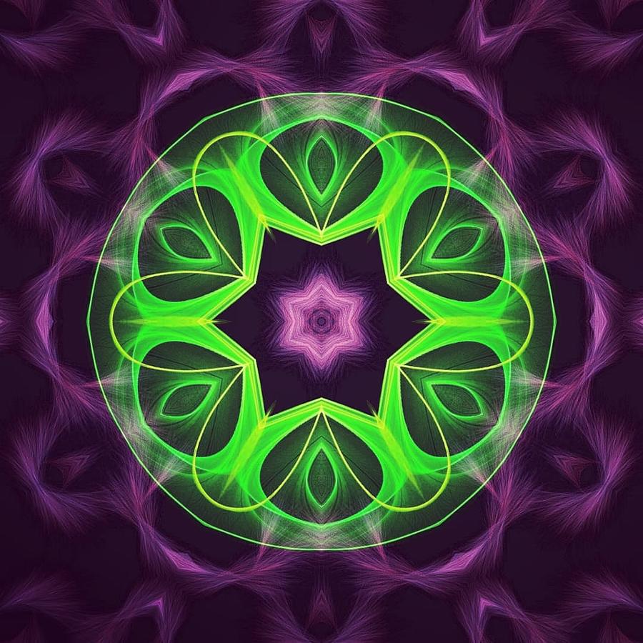 Green Glow Among Purple Digital Art by SarahJo Hawes