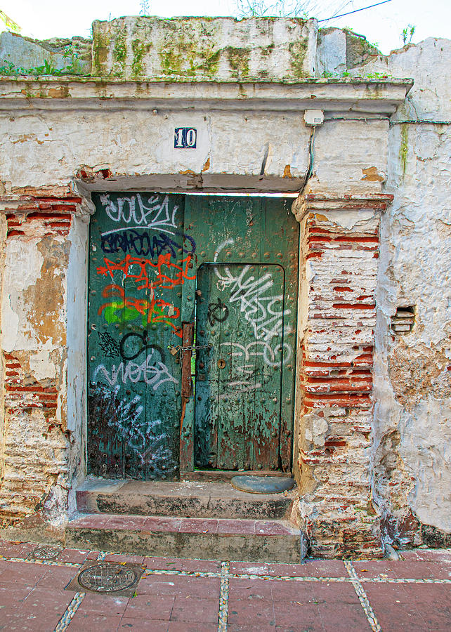 Green Graffiti Door Photograph by Denise Strahm