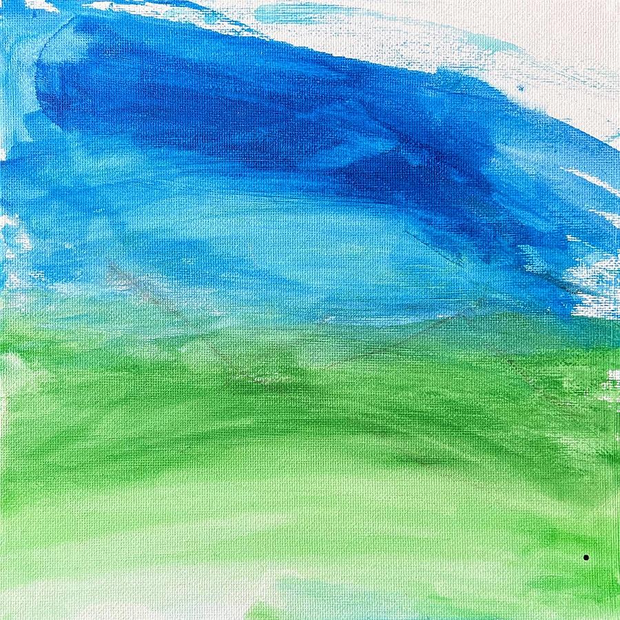 Green Grass With Blue Sky Painting By Elida Crafts | Fine Art America