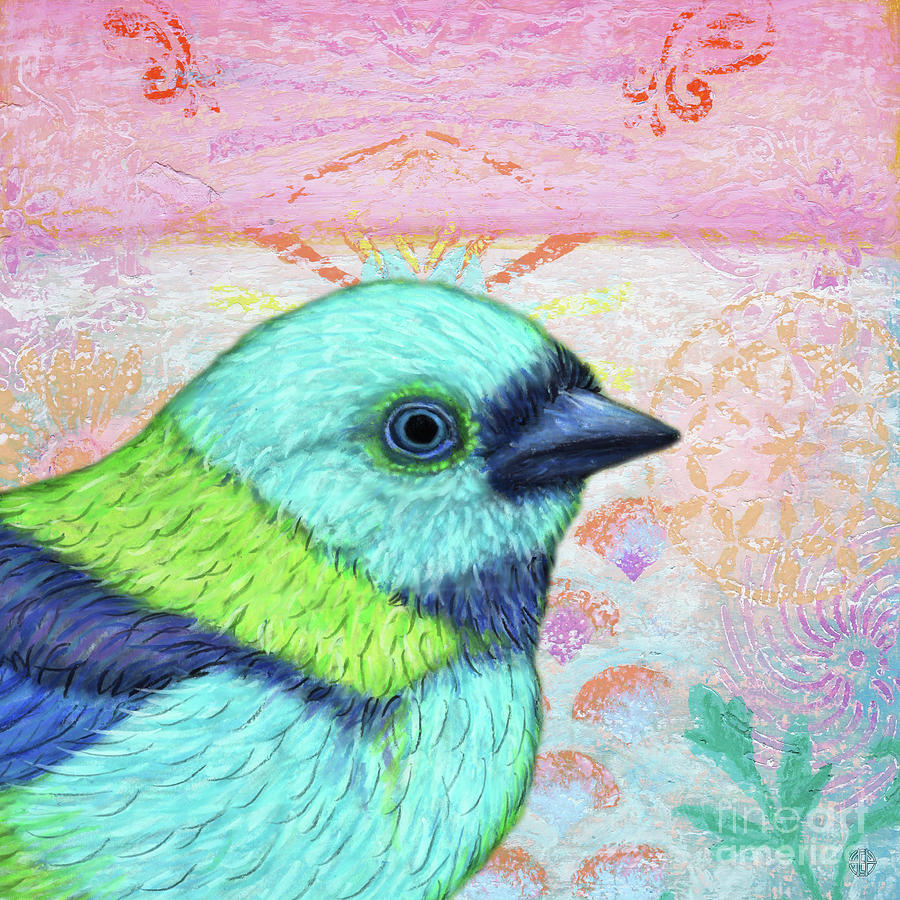 Green Headed Tanager In Paradise Painting by Amy E Fraser