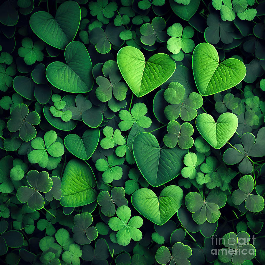 Green heart shaped clover for St Patricks Day. Generative AI Photograph by Michal Bednarek