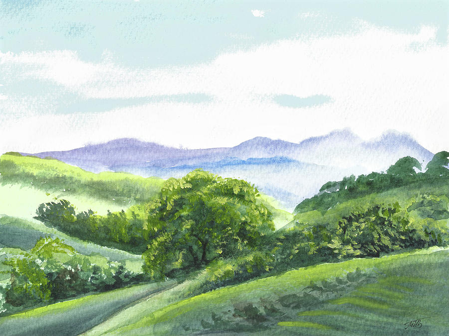 Green Hills Painting by Masha Batkova