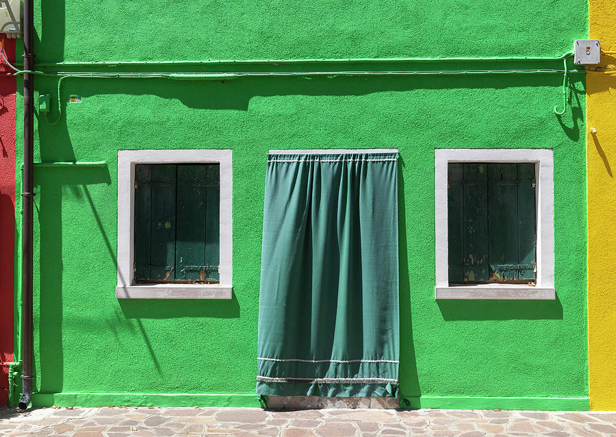 Green house in Burano Photograph by Pietro Ebner