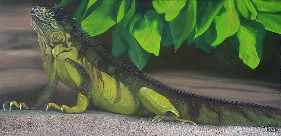 Green Iguana Painting by Connie Rish