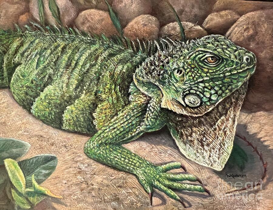 Green Iguana Pastel by Wendy Koehrsen