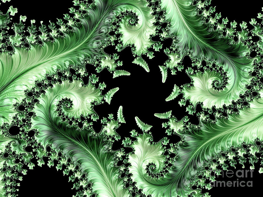 Abstract Digital Art - Green Jewel Dance by Elisabeth Lucas