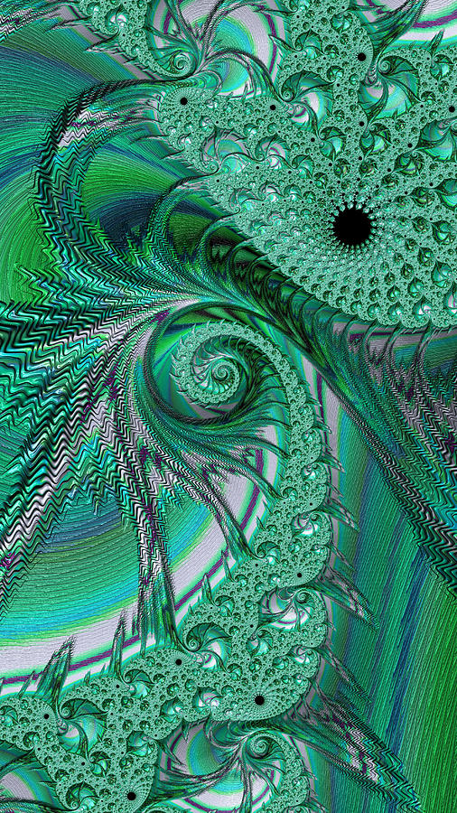 Green Jeweled Fractal Bird of Paradise Digital Art by Shelli Fitzpatrick