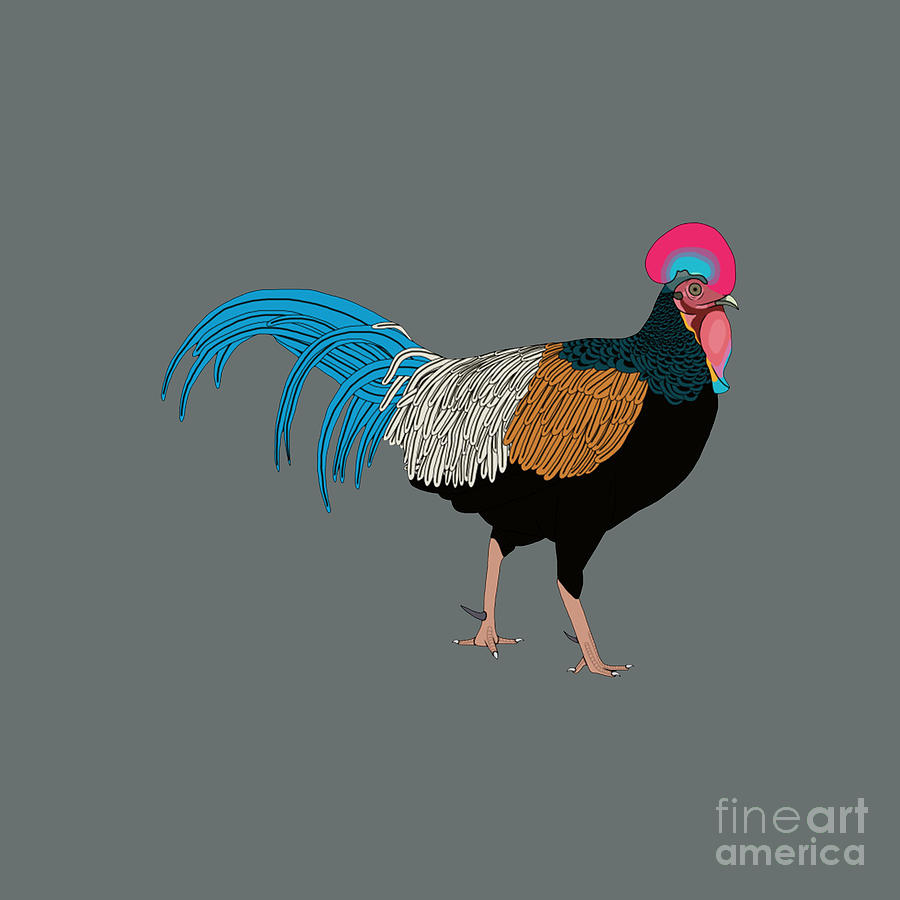 Green Jungle Fowl Digital Drawing Drawing by Vernon B Fine