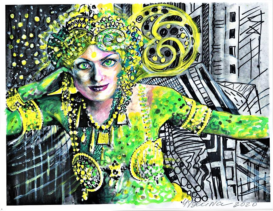 Green Lady  Drawing by Yelena Tylkina