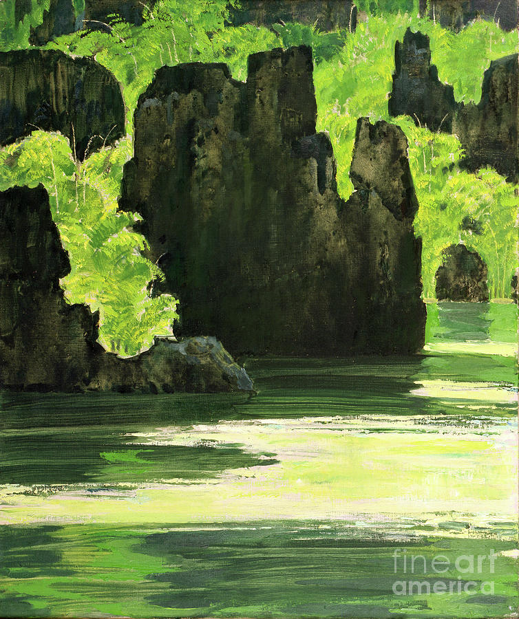 Green Lake In Stone Forest Painting by Zhan Jianjun