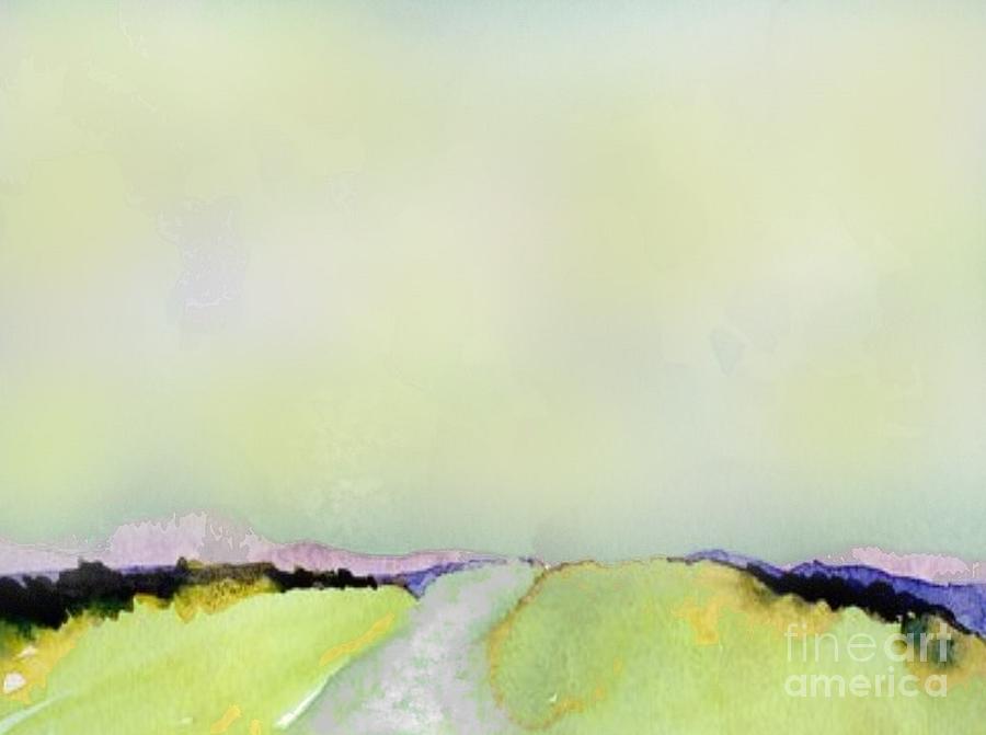 Green Land - abstract landscape  Painting by Vesna Antic