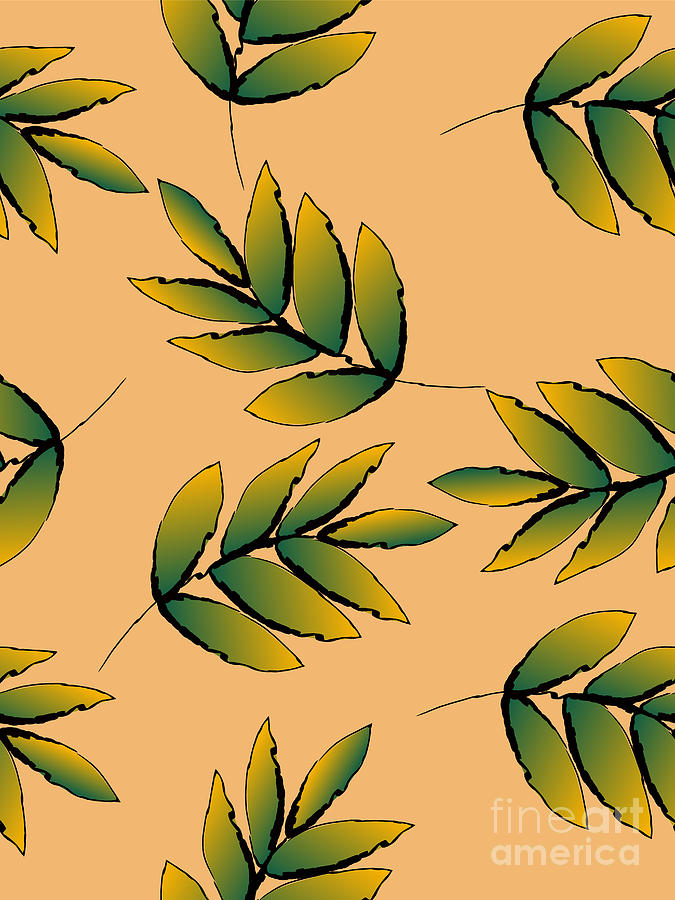 Green leaf seamless background, vector illustration Digital Art by ...