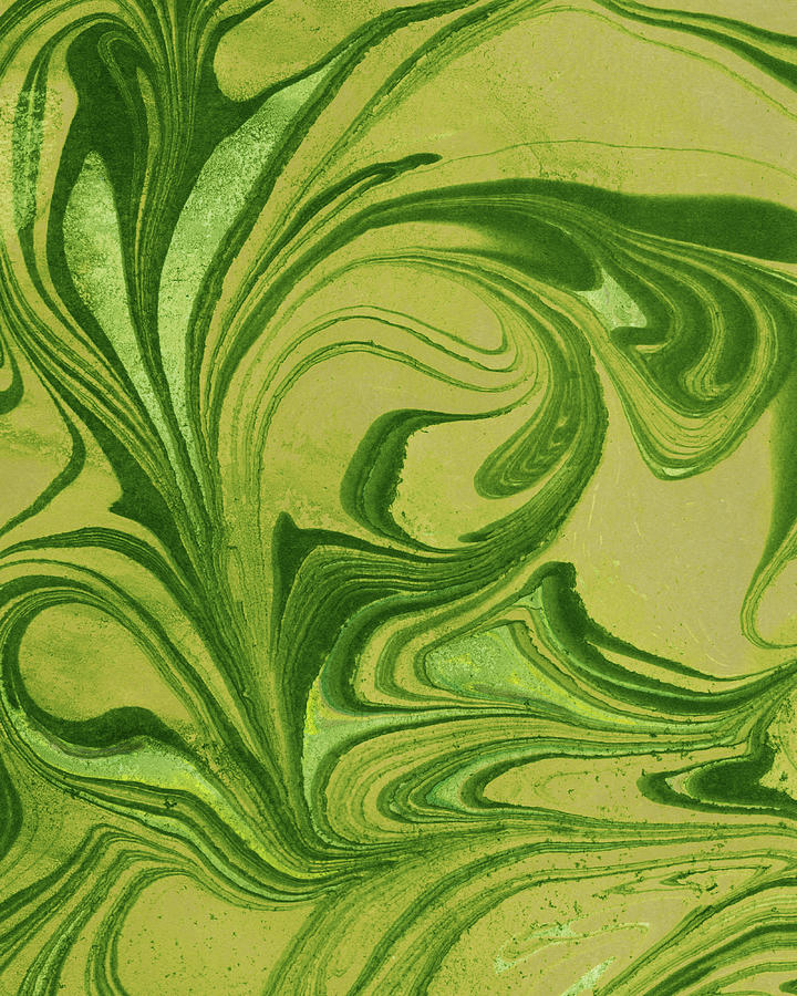Green Leaves And Flowers Organic Pattern Decor I Painting by Irina Sztukowski