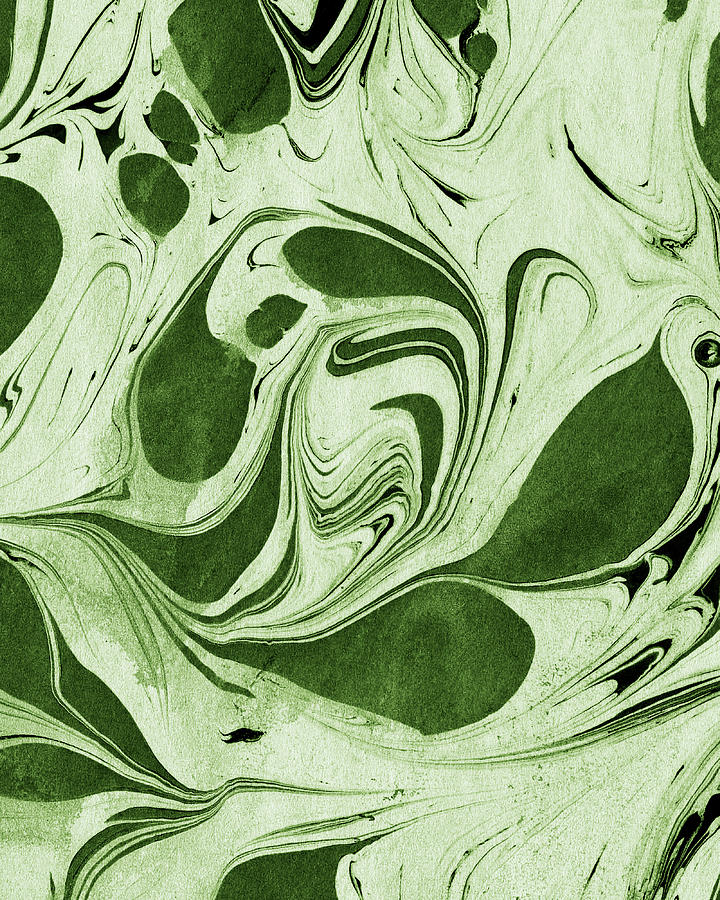 Green Leaves Wave Organic Pattern Decor III Painting by Irina Sztukowski