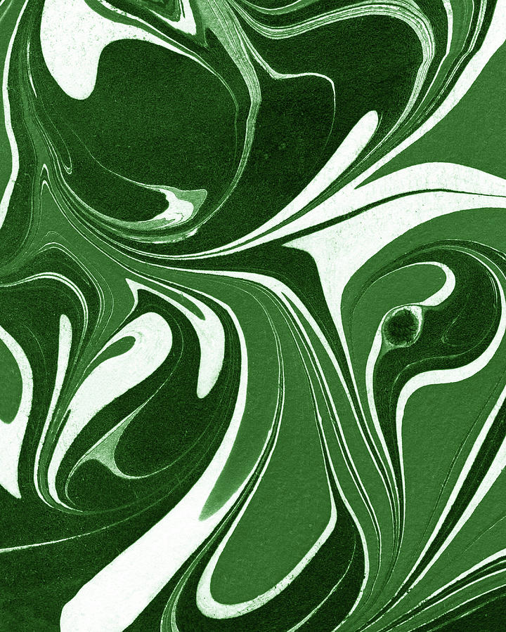 Green Leaves Wave Organic Pattern Decor IV Painting by Irina Sztukowski