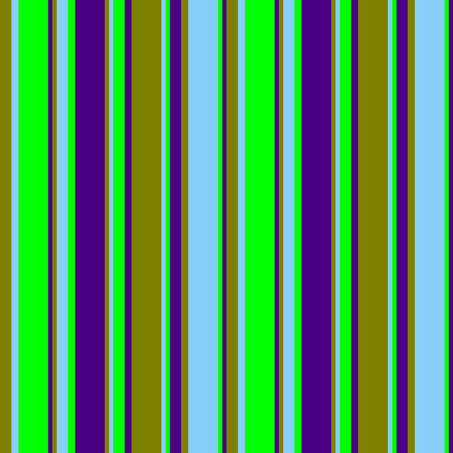 Abstract Digital Art - Green, Light Sky Blue, Lime, and Indigo Colored Lined/Striped Pattern by Aponx Designs