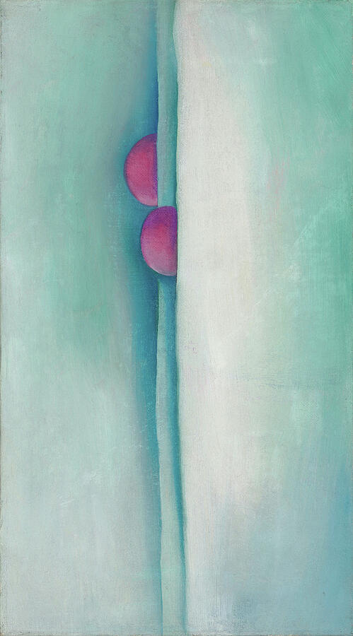Green lines and pink - abstract modernist painting Painting by Georgia OKeeffe