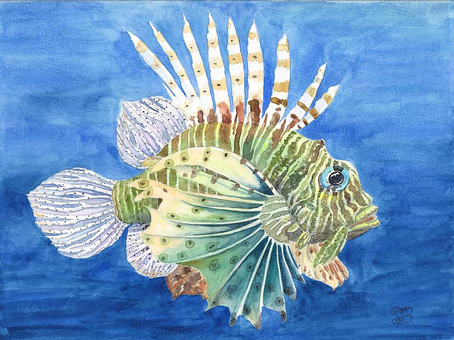 Green Lion Fish Painting by Tatyana Bondareva - Fine Art America