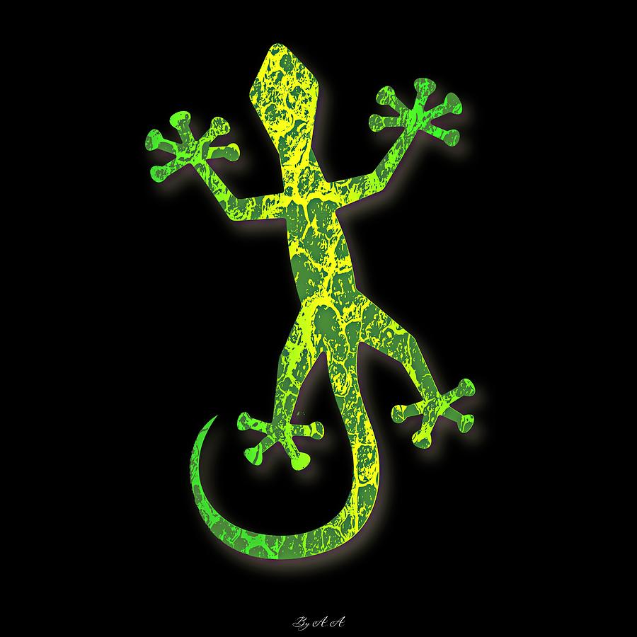 Green Lizard in Black background Digital Art by Aqeel Ahmed - Fine Art ...