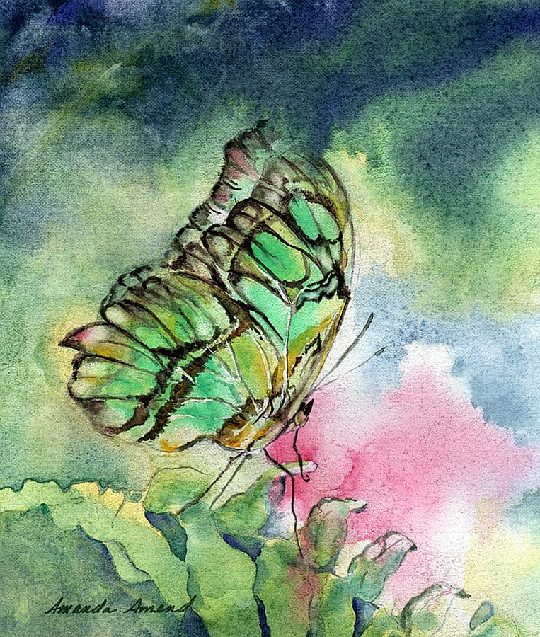 Green Malachite Butterfly Painting by Amanda Amend
