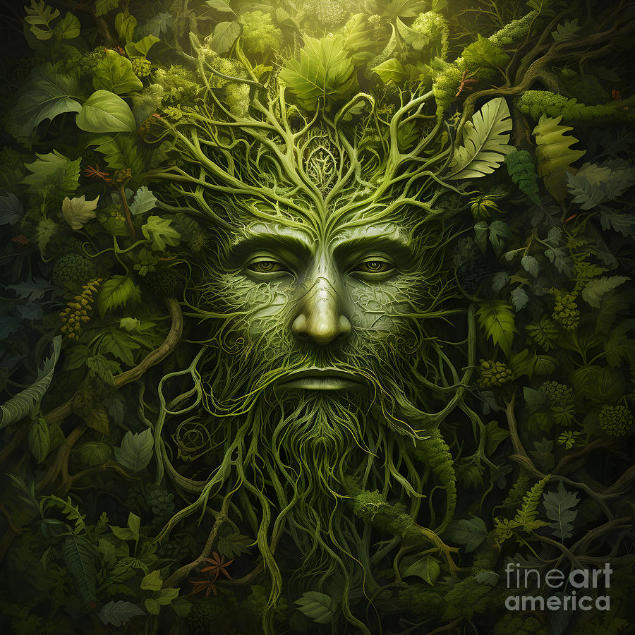Green Man Elemental Mixed Media by Cosmic Hare - Fine Art America