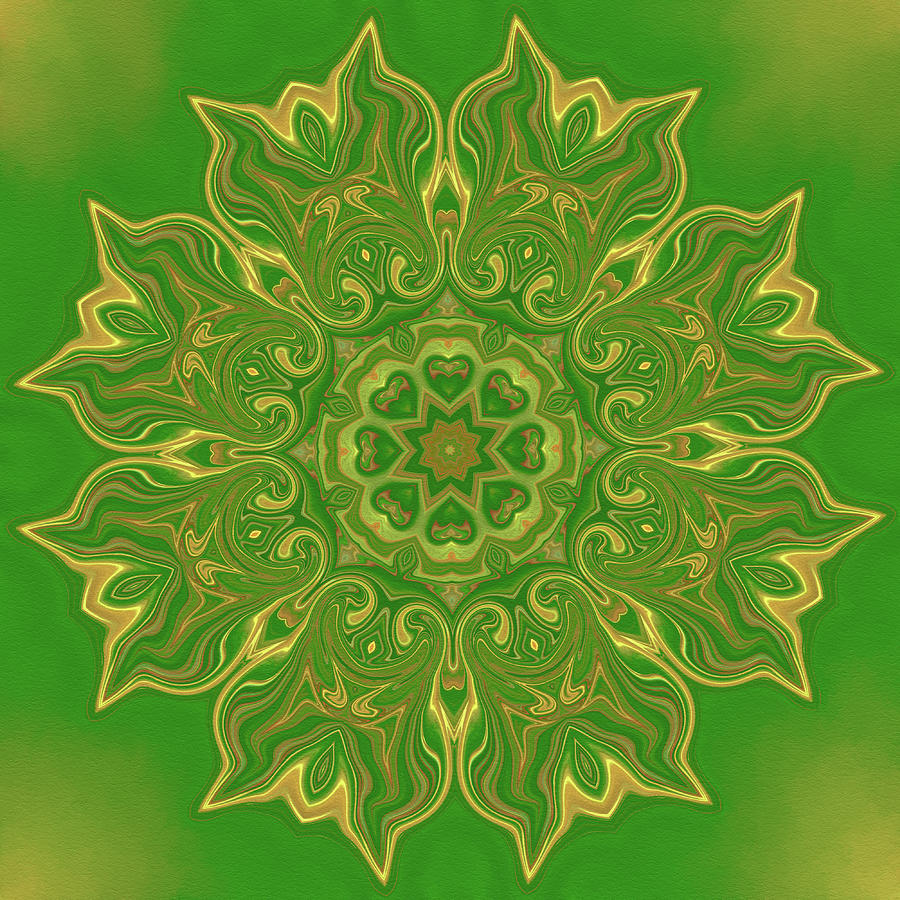 Green Mandala Digital Art by Irene Moriarty