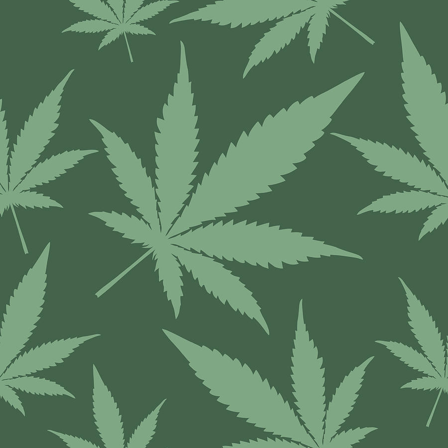 Green Marijuana Seamless Pattern Drawing by RobinOlimb