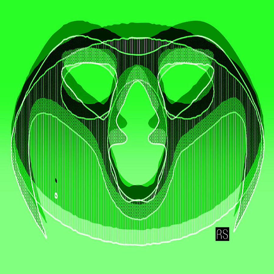 Green Mask Painting by Rafael Salazar